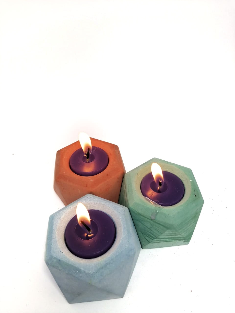 Kit Porta vela hexagonal x 3 unidades