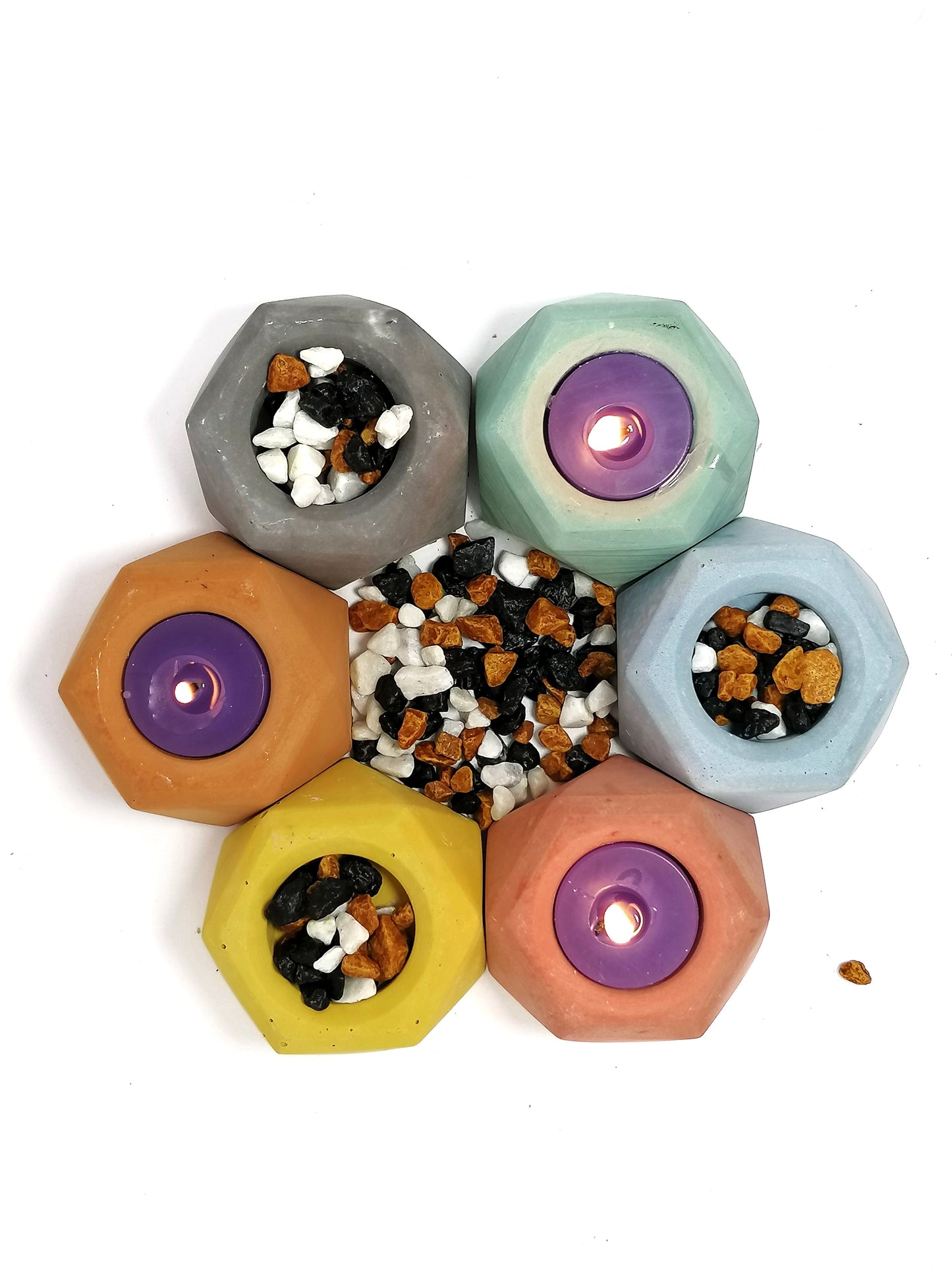 Kit Porta vela hexagonal x 3 unidades